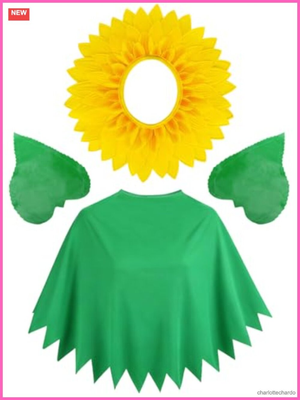 Sunflower Costume Set 3 Pc Headpiece Leaf Gloves Shawl One Size